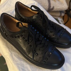 Black leather Frye sneakers